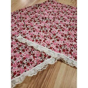 2 King Size Handmade Pillowcases  Lace Trim Red Pink Floral Romantic Valentines